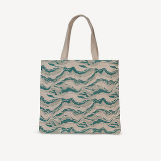 Large Market Tote - Sage and Green Marble Print