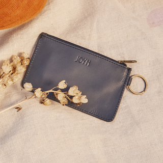 Leather ID Pouch in Navy