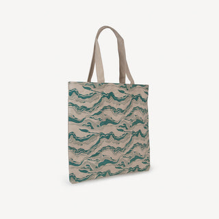 Large Market Tote - Sage and Green Marble Print