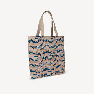 Large Market Tote - Cobalt Blue and Blush Marble Print