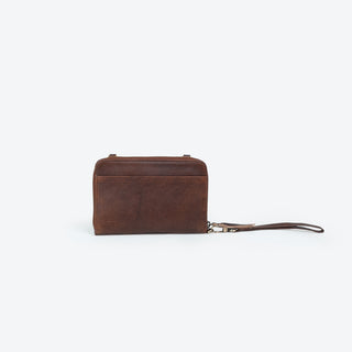 Leather Crossbody Wallet - Chocolate Brown