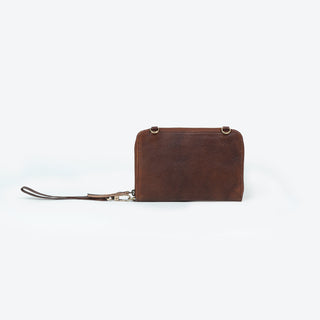 Leather Crossbody Wallet - Chocolate Brown