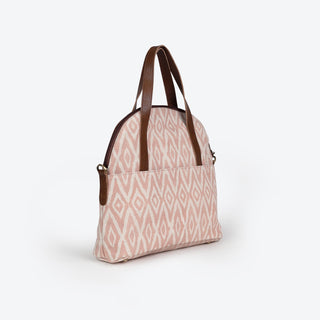 Large Pink Ikat Halfmoon Handbag - Spring