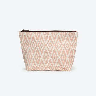 Large Waterproof Pouch in Pink Ikat Print - Spring