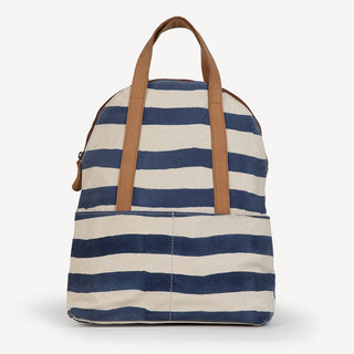 Large Fabric Halfmoon Backpack - Large Cobalt Stripe Print