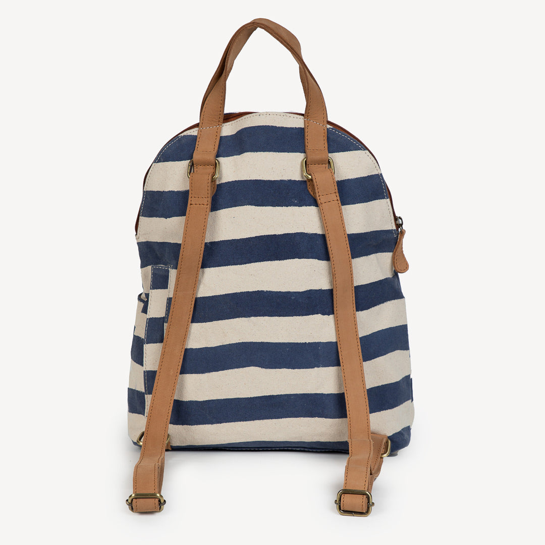 Large Fabric Halfmoon Backpack - Large Cobalt Stripe Print by Joyn –  Herstory