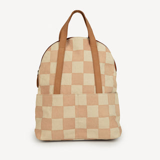 Large Fabric Halfmoon Backpack - Large Checkerboard Print