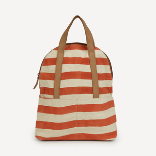 Large Fabric Halfmoon Backpack - Large Cinnamon Stripe Print