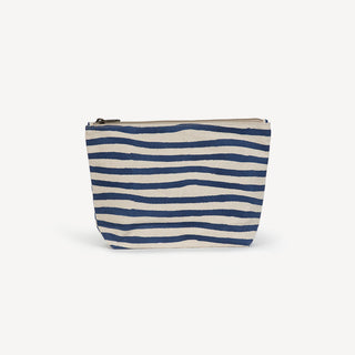 Large Waterproof Pouch - Small Cobalt Stripe Print
