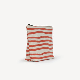 Large Waterproof Pouch - Small Cinnamon Stripe Print
