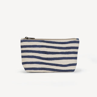 Small Make Up Pouch - Small Cobalt Stripe Print