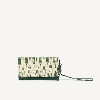 Vanya Wallet - Malsi Print in Hunter Green with Green Pea Leather