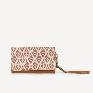Vanya Wallet - Forest Print in Rust with Camel Leather