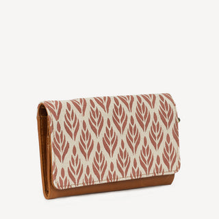 Vanya Wallet - Forest Print in Rust with Camel Leather