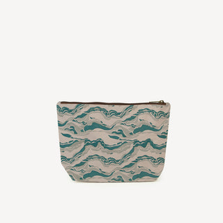 Large Waterproof Pouch - Sage and Green Marble Print