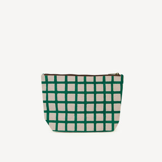 Large Waterproof Pouch - Kelly Green Grid Print