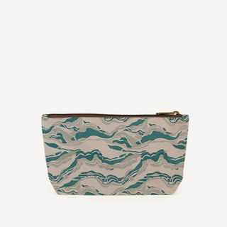 Small Waterproof Pouch - Sage and Green Marble Print