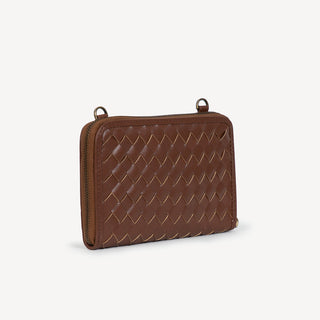 Woven Crossbody Wallet - Chocolate Brown