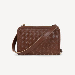 Woven Crossbody Wallet - Chocolate Brown