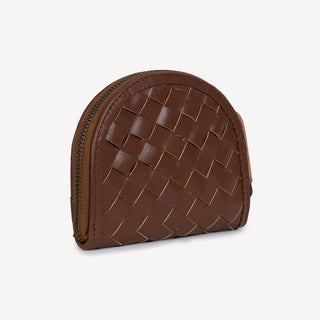 Woven Halfmoon Mini Wallet - Chocolate Brown